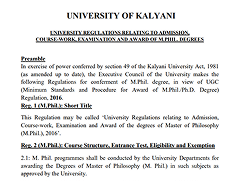 University Regulation for M.Phil Degree. 