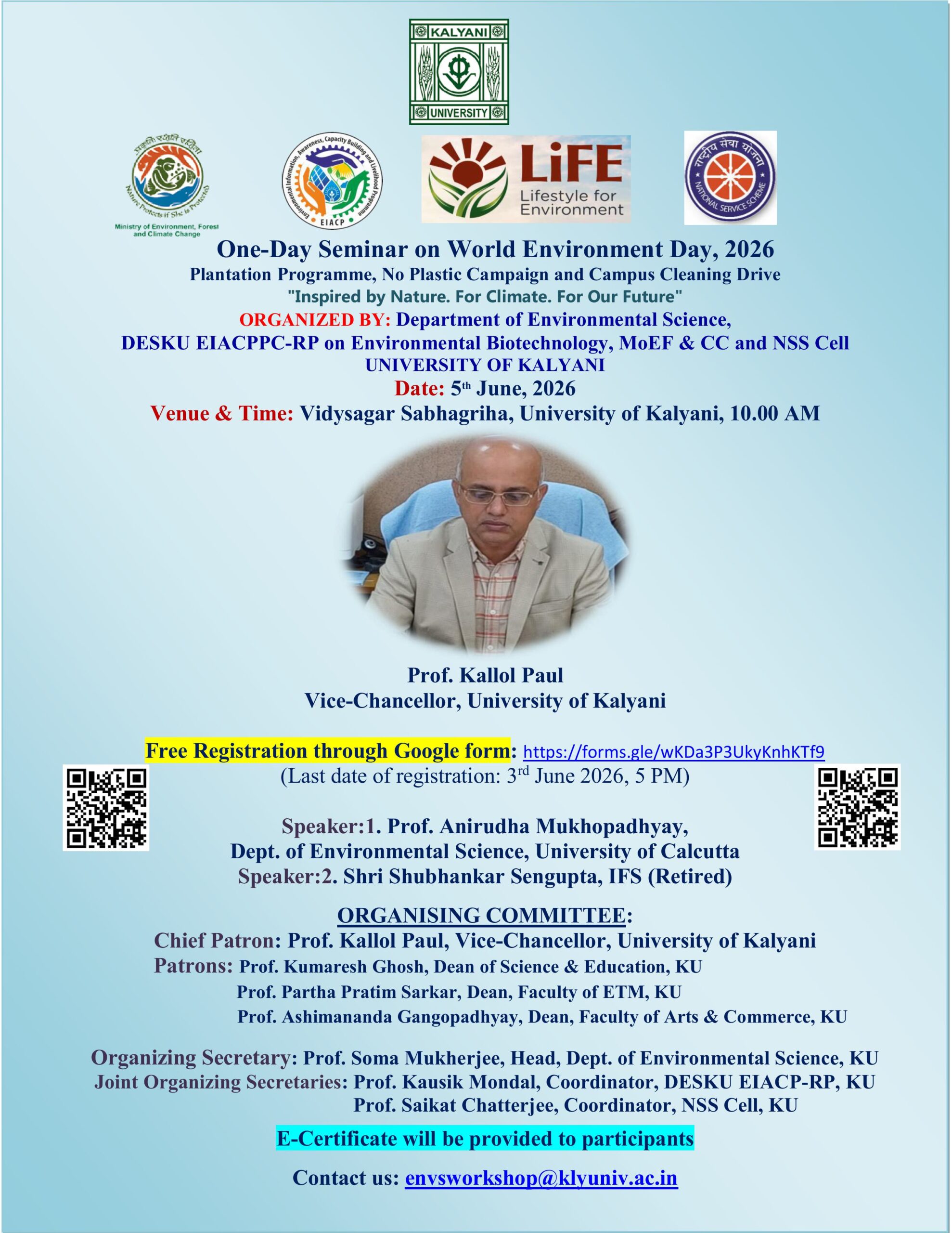 One-Day Seminar, Plantation Programme, No Plastic Campaign, and Campus Cleaning Drive to observe World Environment Day-2026